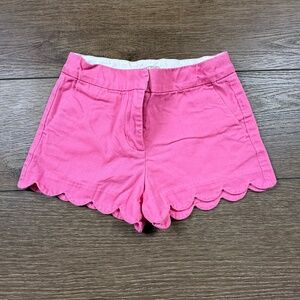 J. Crew Crewcuts Scallop Edge Chino Shorts Pink Sz 7 Button Closure Adjustable